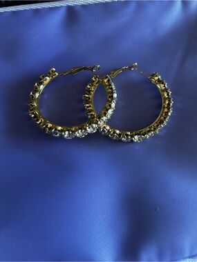 Gold Crystal Hoop Earrings - Women Jewelry